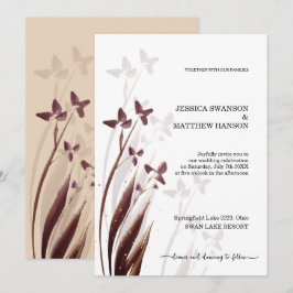 Invitación Acuarela floral manchada de vino y salvaje