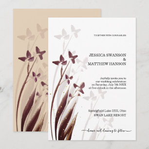 Invitación Acuarela floral manchada de vino y salvaje