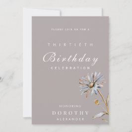 Invitación Acuarela Floral Moderno Elegante Cumpleaños Adulto