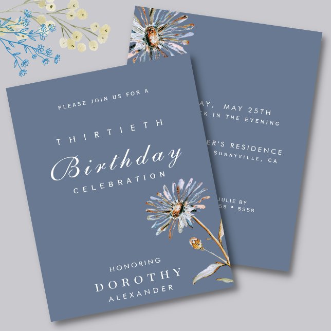 Invitación Acuarela Floral Moderno Elegante Cumpleaños de Adu (Subido por el creador)