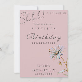 Invitación Acuarela Floral Moderno Elegante Cumpleaños Sorpre