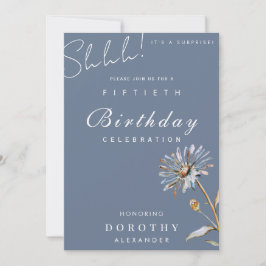 Invitación Acuarela Floral Moderno Elegante Sorpresa Cumpleañ