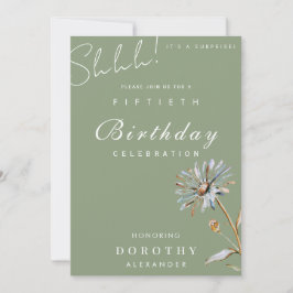 Invitación Acuarela Floral Moderno Elegante Sorpresa Cumpleañ
