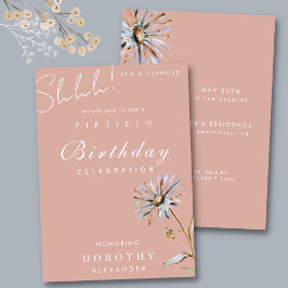 Invitación Acuarela Floral Moderno Elegante Sorpresa Cumpleañ