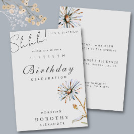 Invitación Acuarela Floral Moderno Elegante Sorpresa Cumpleañ
