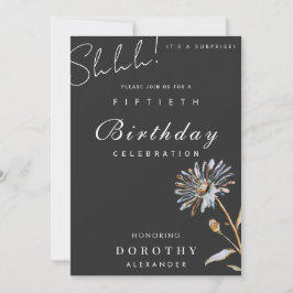 Invitación Acuarela Floral Moderno Elegante Sorpresa Cumpleañ