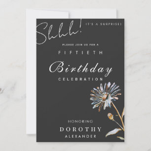 Invitación Acuarela Floral Moderno Elegante Sorpresa Cumpleañ