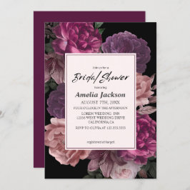 Invitación Acuarela floral morena oscura ducha de novia negra