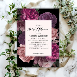 Invitación Acuarela floral morena oscura ducha de novia negra