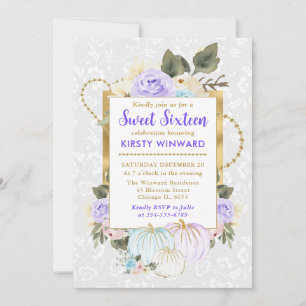 Invitación Acuarela Floral Otoño Calabazas Dulces 16