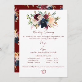 Invitación Acuarela floral otoño Sikh Ik Onkar Boda