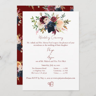 Invitación Acuarela floral otoño Sikh Ik Onkar Boda