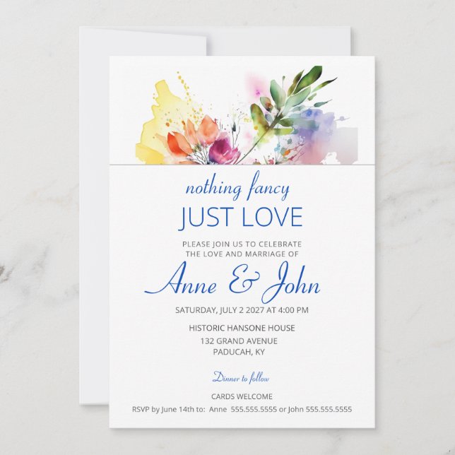 Invitación Acuarela floral pastel suave (Anverso)