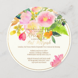 Invitación Acuarela floral PixDezines/Peonies/Bat Mitzvah