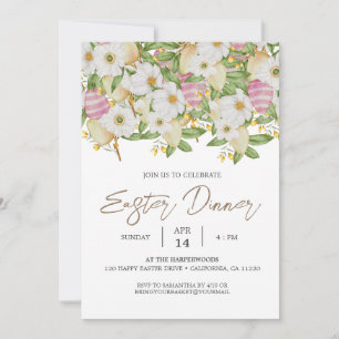 Invitación acuarela floral Primavera Cena de Pascua