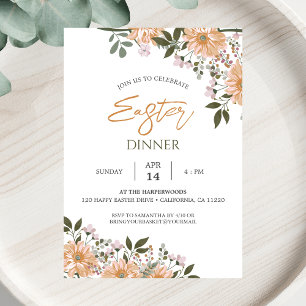 Invitación acuarela floral Primavera Cena de Pascua