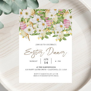 Invitación acuarela floral Primavera Cena de Pascua