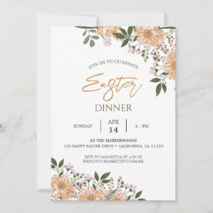 Invitación acuarela floral Primavera Cena de Pascua
