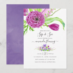 Invitación Acuarela Floral Primavera Sorbo y Ver