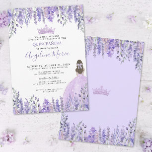 Invitación Acuarela Floral Quinceañera Púrpura