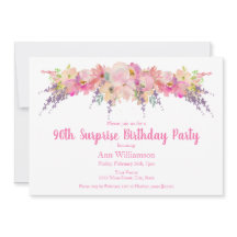 Acuarela Floral rosa 90 cumpleaños sorpresa