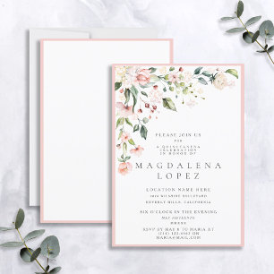 Invitación Acuarela floral rosa de Rubor formal Quinceañera