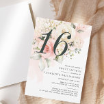 Invitación Acuarela floral rosa dulce moderno 16<br><div class="desc">Crea tu invitación única para tu fiesta de 16 años con nuestra floral acuarela color rosa flores y la plantilla de diseño de vegetación eucalipto. Perfecto para cualquier edad o fiesta sorpresa haciendo clic en el botón "Personalizado".</div>