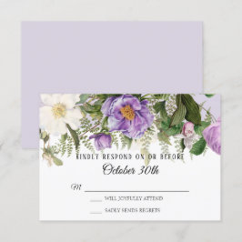 Invitación Acuarela Floral Rosa Peonía Follaje Lavanda RSVP