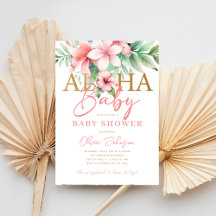 Acuarela Floral rosa tropical Aloha Baby Shower
