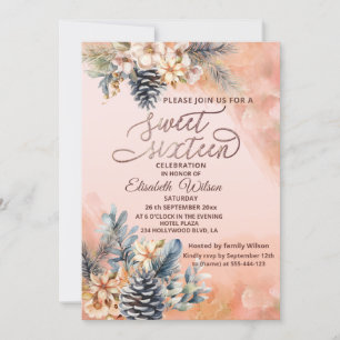 Invitación acuarela floral rubia de otoño/invierno