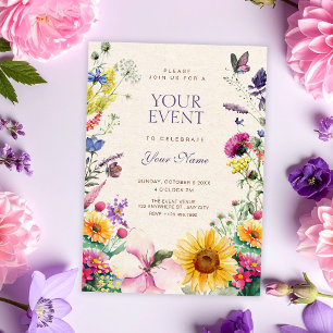 Invitación Acuarela floral rústica