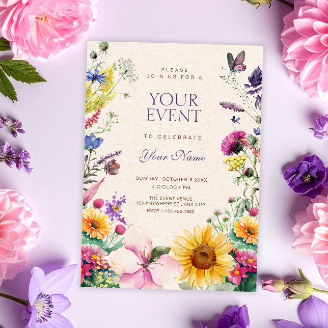 Invitación Acuarela floral rústica (Subido por el creador)