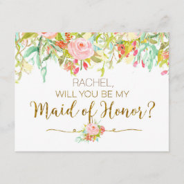 Invitación Acuarela floral ¿serás dama de honor?