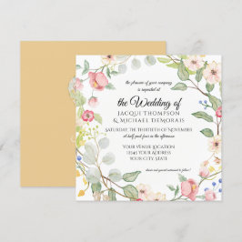 Invitación Acuarela floral subió oro del otoño del