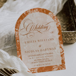 Invitación Acuarela Floral Terracota Boda Neutral