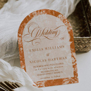 Invitación Acuarela Floral Terracota Boda Neutral