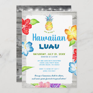 Invitación Acuarela floral tropical hawaiana tropical