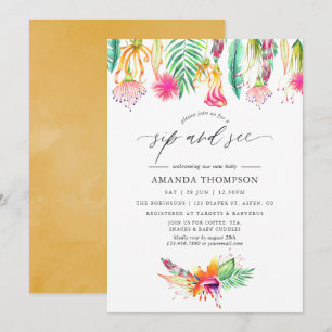 Invitación Acuarela floral tropical para sorbo y ver