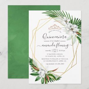 Invitación Acuarela Floral Tropical Quinceañera