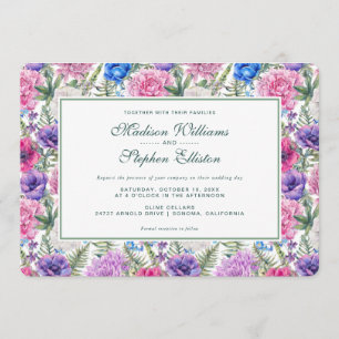Invitación Acuarela floral vintada  Peony - Boda