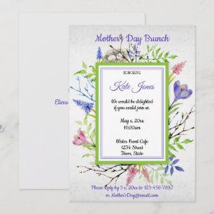 Invitación Acuarela, flores de primavera, brunch del día de l