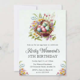 Invitación Acuarela Flores de Primavera Canasta de Pascua Cum