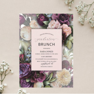 Invitación Acuarela Flores elegantes de color azul violeta ro