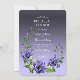 Invitación Acuarela Flores púrpuras Ensayo Cena