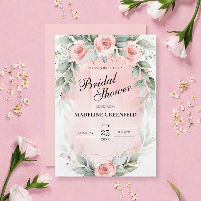 Invitación Acuarela Flores Rosadas Boda Despedida de Soltera (Subido por el creador)