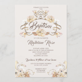 Invitación Acuarela Flores secas naturales Bautismo