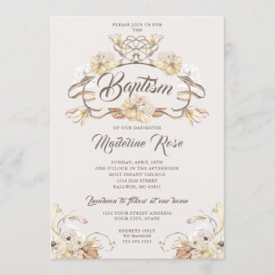 Invitación Acuarela Flores secas naturales Bautismo