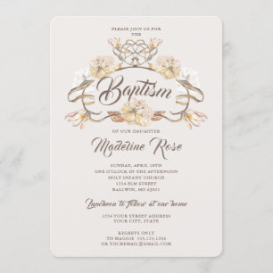 Invitación Acuarela Flores secas naturales Bautismo