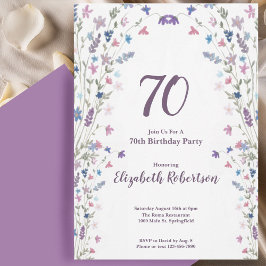 Invitación Acuarela Flores Silvestres Cumpleaños 70 de Mujer 