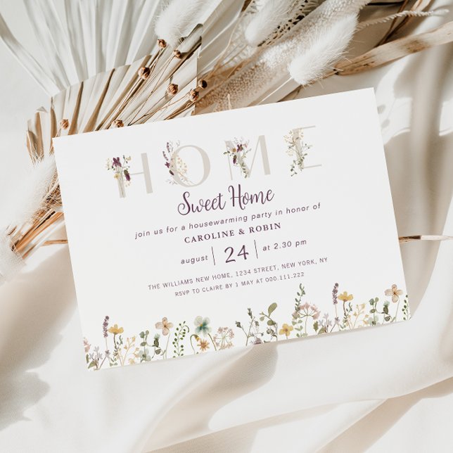 Invitación acuarela flores silvestres fiesta de calentamiento (Subido por el creador)